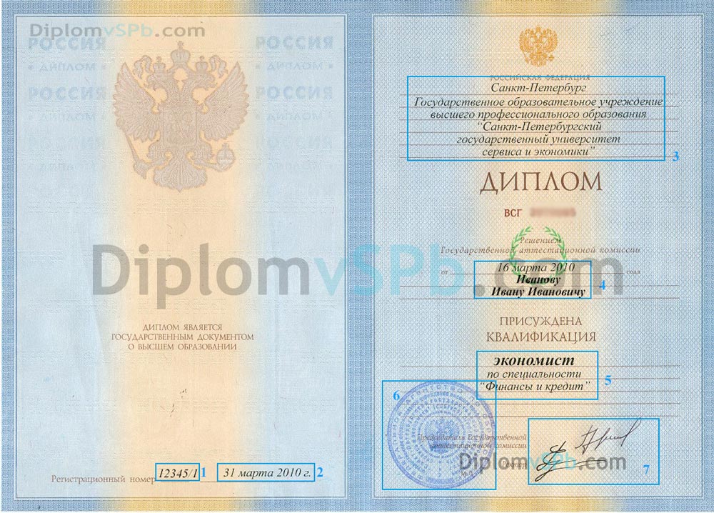 заполнение диплома вуза с 1997 по 2013 года